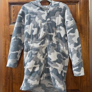 Barefoot Dreams Gray and Cream Hooded Jacket